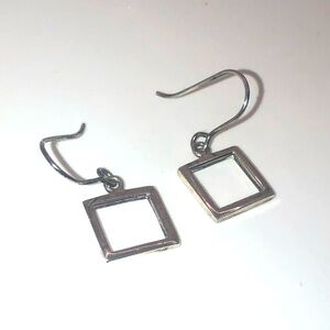 Vtg Sterling Silver Geometric Square Dangle Earrings 925 Tashi 1.1”